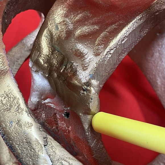 Vintage Gold Tone Metal Knot / Abstract Art / Modern Sculpture Painted / Flaw - Picture 13 of 16